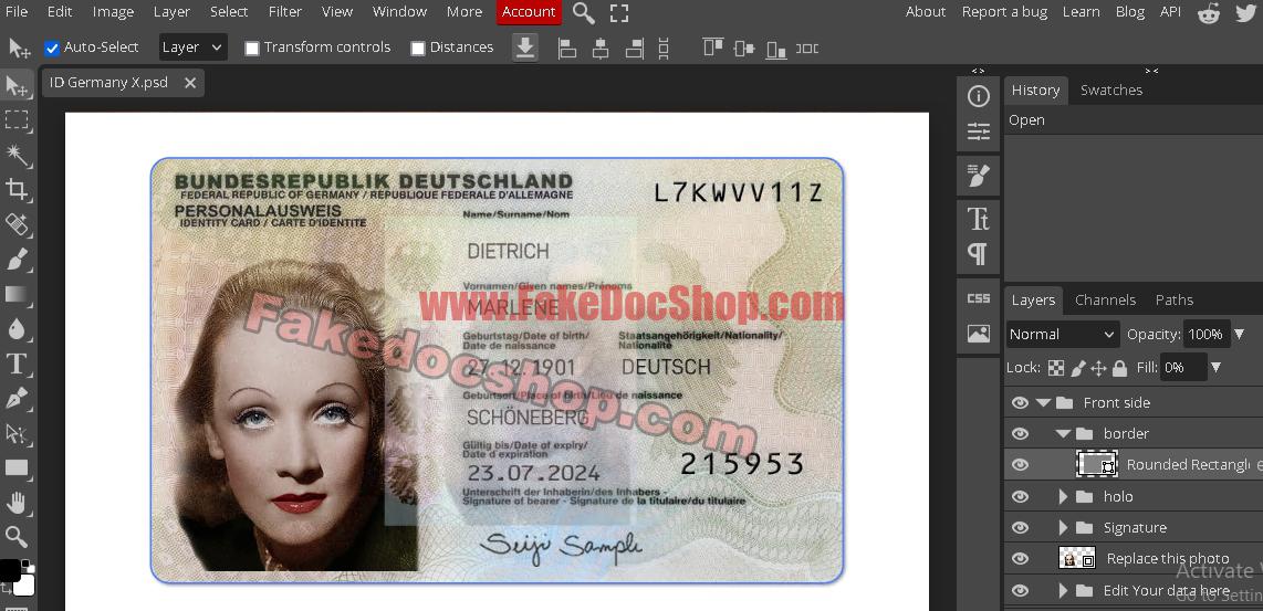 Germany ID Card PSD template v3 1 Germany ID card front v3