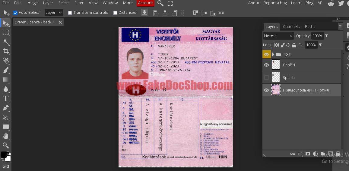HUNGARY DRIVING LICENSE EDITABLE PSD TEMPLATE