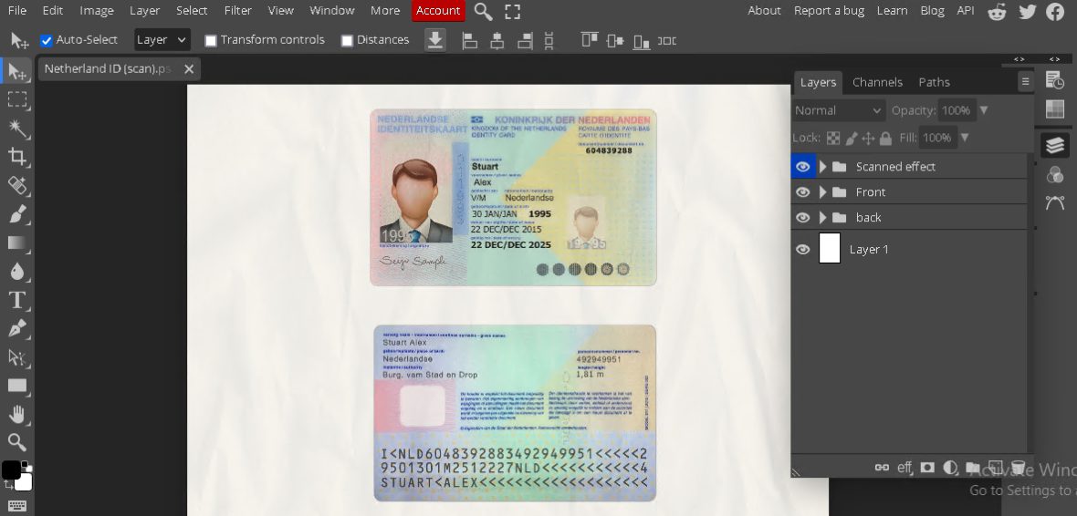Netherlands ID Card PSD Template v2