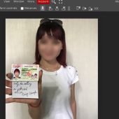 Woman Selfie With ID card or DL photo template in psd format