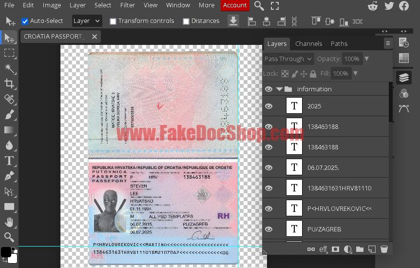 download croatia passport psd template