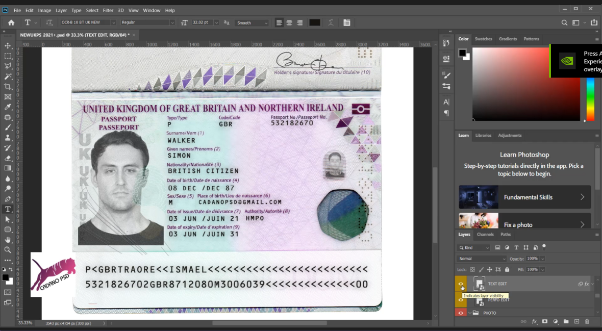 How to Edit New Passport PSD templates on photoshop
