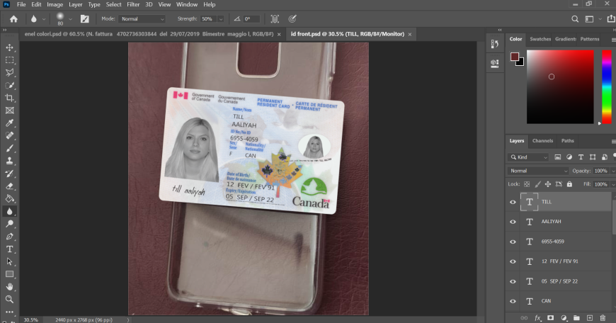Canada ID Card Template in PSD Fromat V2