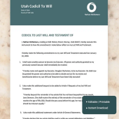 Utah Codicil To Will Template