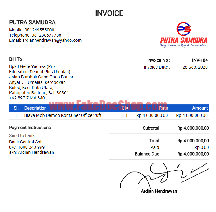Indonesian invoice template (v2)