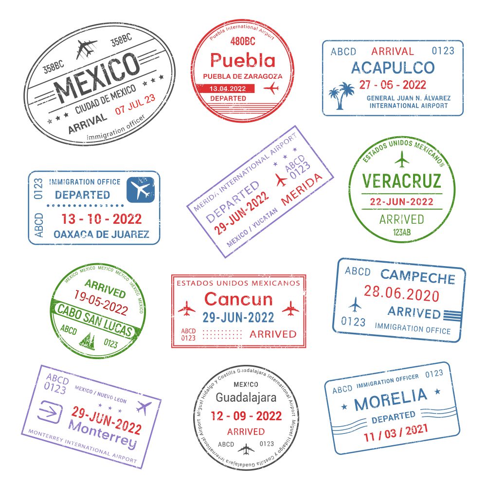 Passport travel stamps, Mexican city airport visa