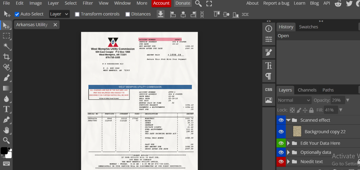 Arkansas Utility Bill psd Template 1 Arkansas Utility Bill psd Template