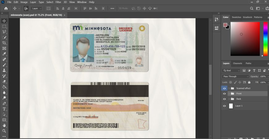 Minnesota driver license psd template v2