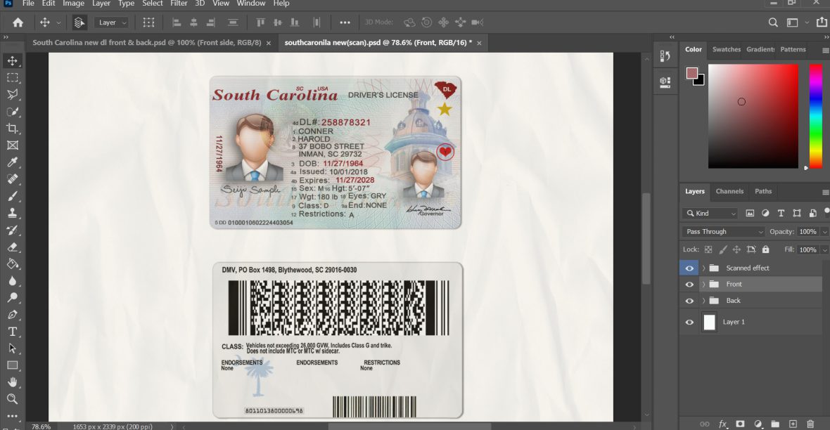 South Carolina Driving license PSD Template v2 1 South Carolina Driving license PSD Template v2