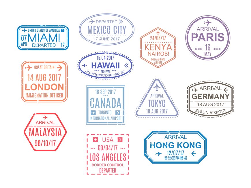 Stamp in Passport Pack for Traveling – Set 2