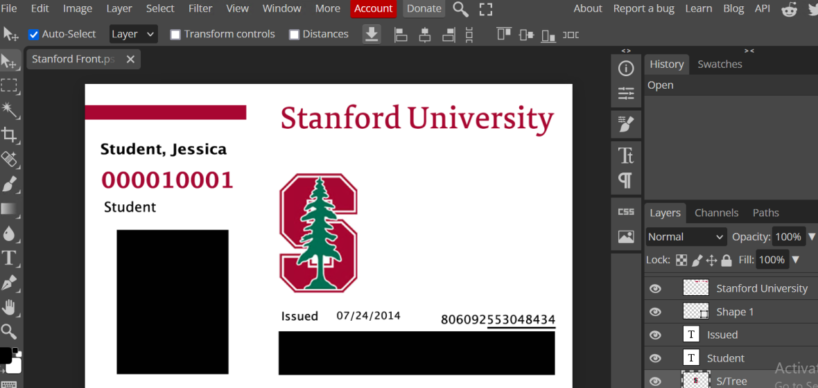 Stanford University ID Card PSD Template