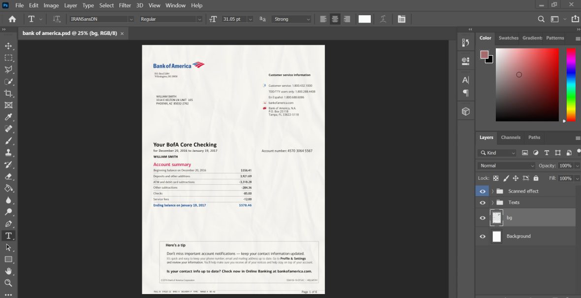 USA Bank of America Statement Template psd v3 1 USA Bank of America Statement PSD Template