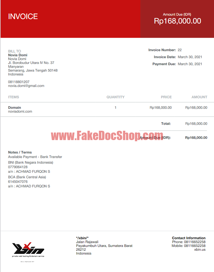 Indonesian invoice template