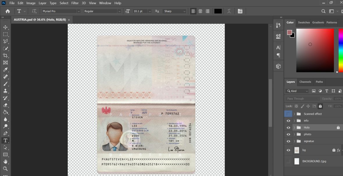 Austria Passport template psd v2 1 Austria Passport template psd v2
