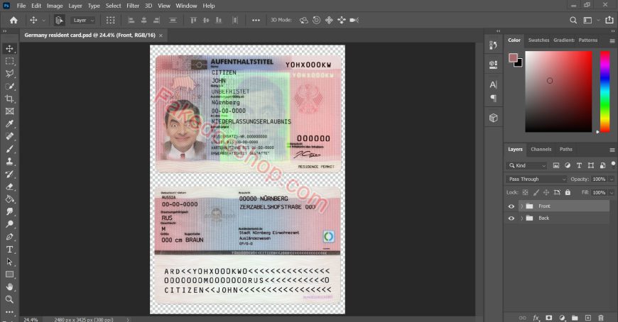 Germany residence permit card Psd Template New