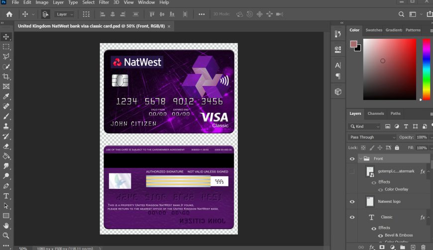 NatWest Credit Card psd Template