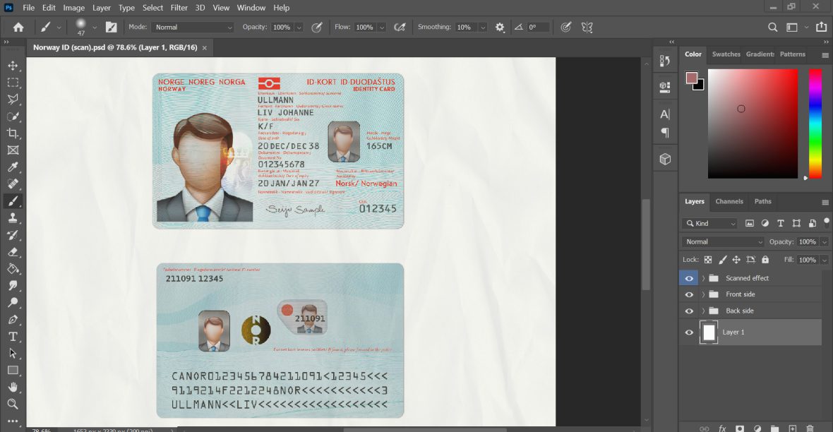 Norway ID Card PSD Template 1 Norway ID Card PSD Template