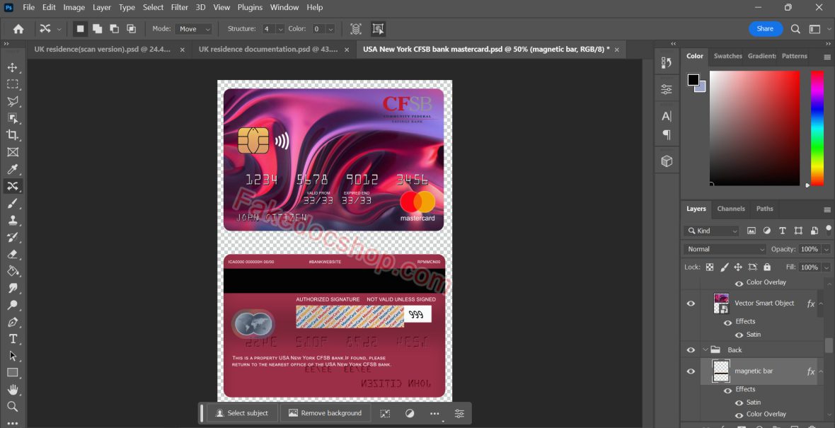 USA New York CFSB Bank Mastercard Template PSD - Fakedocshop