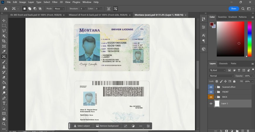 Montana driver license Psd Template (New2022)