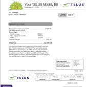 Canada Telus Mobility bill Template