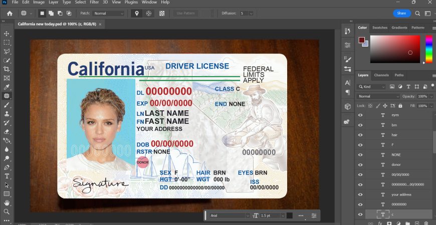 California Driver License Psd Template v3