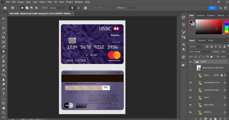 fake HSBC Bank Credit Card Template
