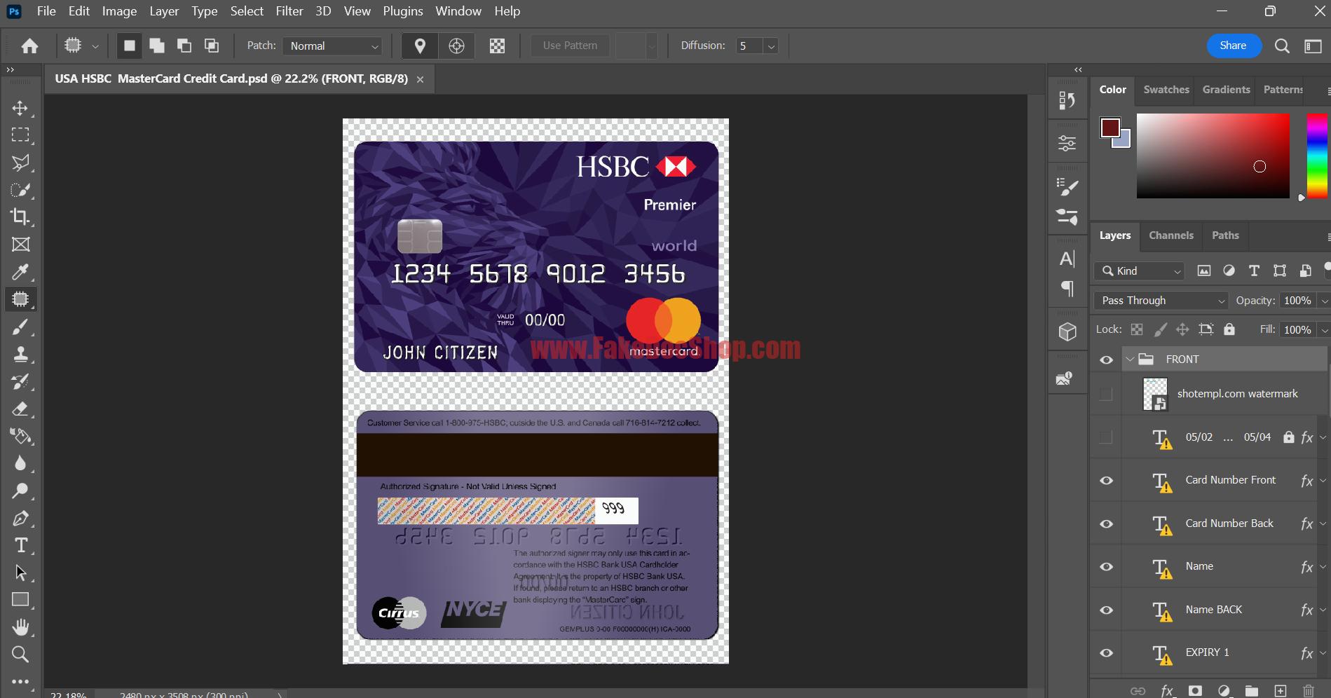 USA HSBC Bank Credit Card Template - Fakedocshop