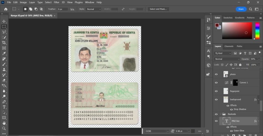 Kenya ID Card Psd template
