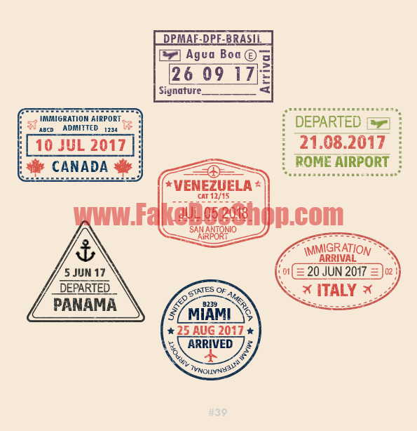 Panama Venezuela Italy travel stamp PSD collection