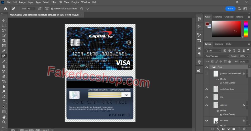 USA Capital One bank visa signature card PSD Template