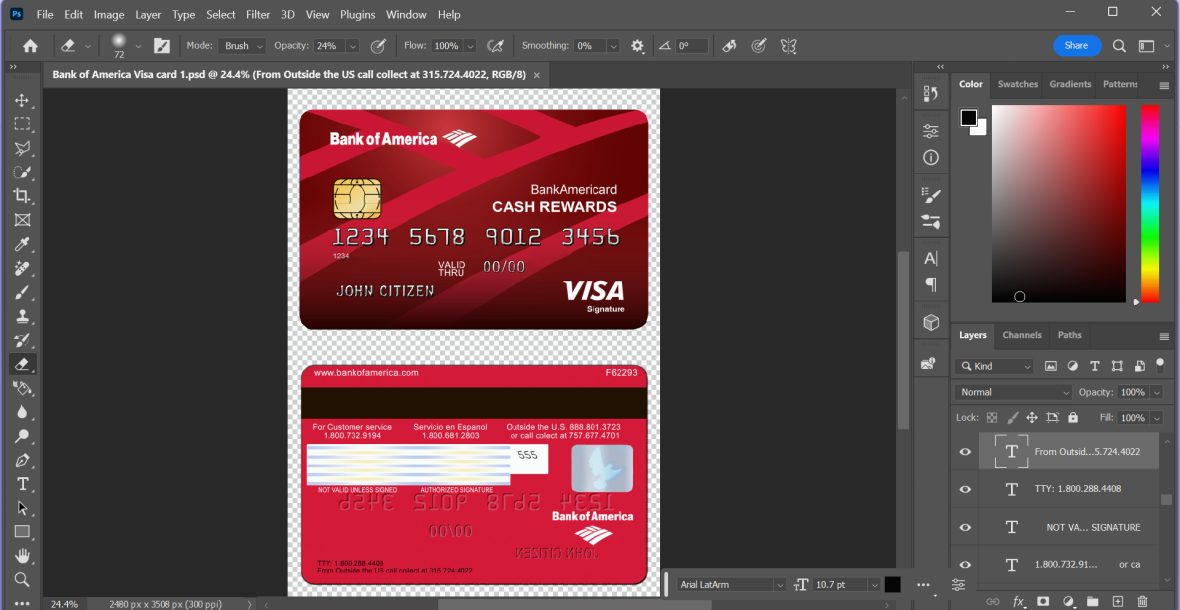 Bank of America Visa Classic Card Template PSD