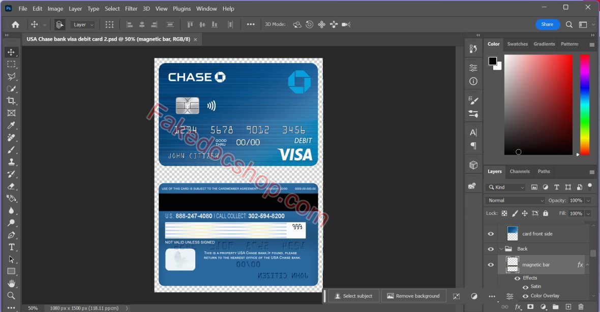 Chase Bank Credit Card psd template v2