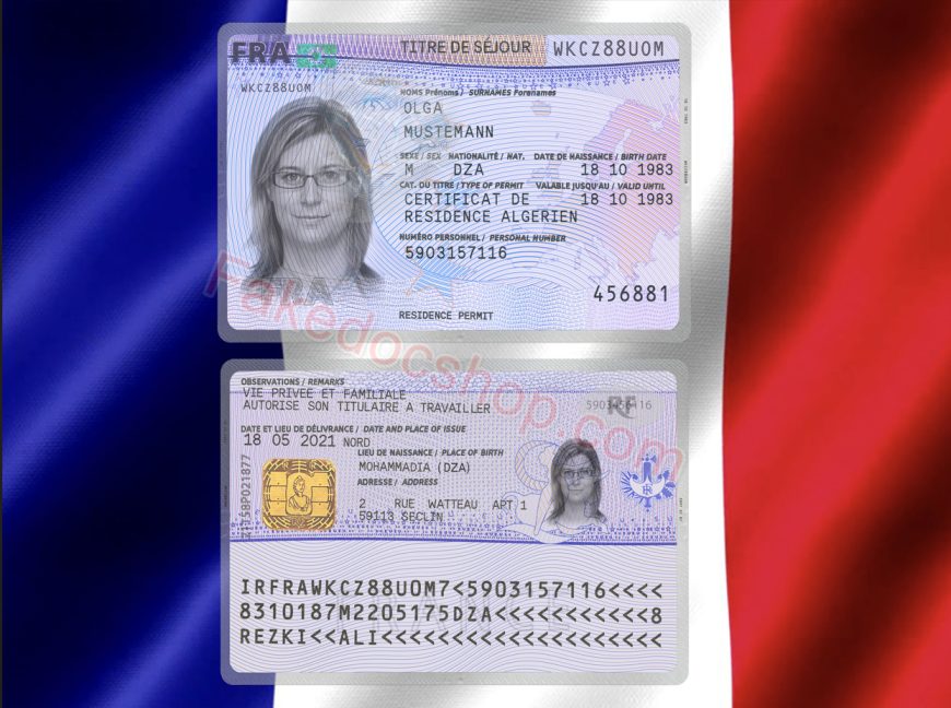 French-Resident-Card psd template
