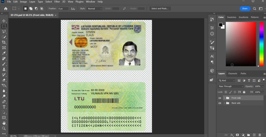 Lithuania ID Card Template New
