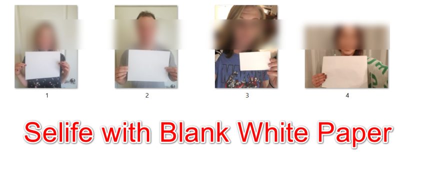 Selfie with Blank White Paper