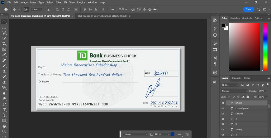 TD Bank Business Check PSD Template
