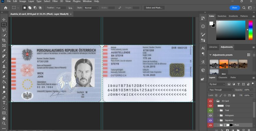 Austria ID Card Template In PSD Format