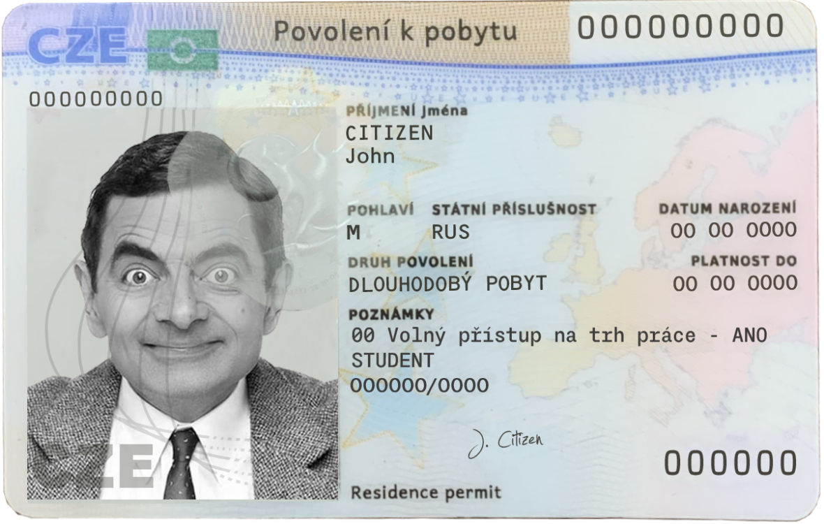 Czech permanent resident card template in PSD format
