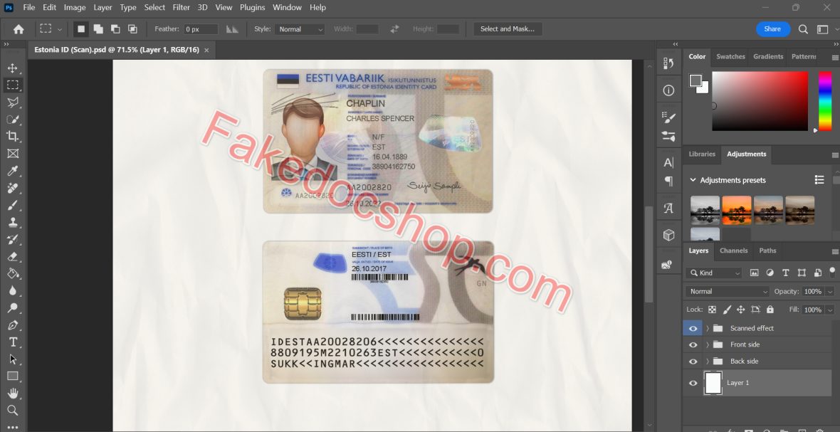 Estonia ID card psd Template V2