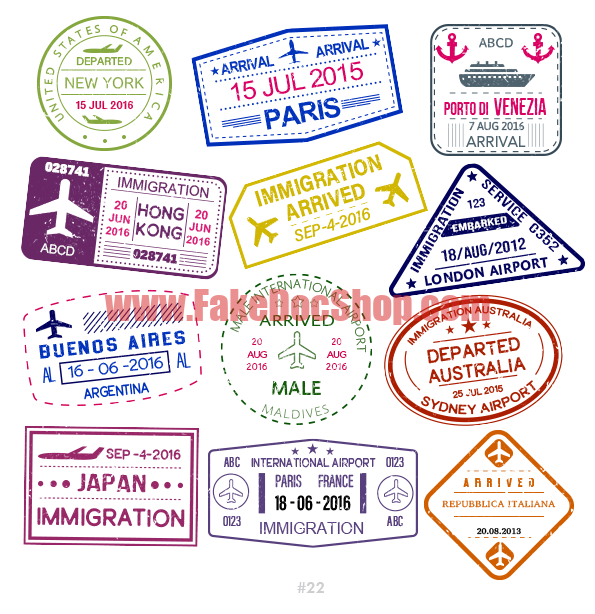 New York Italy travel stamps collection
