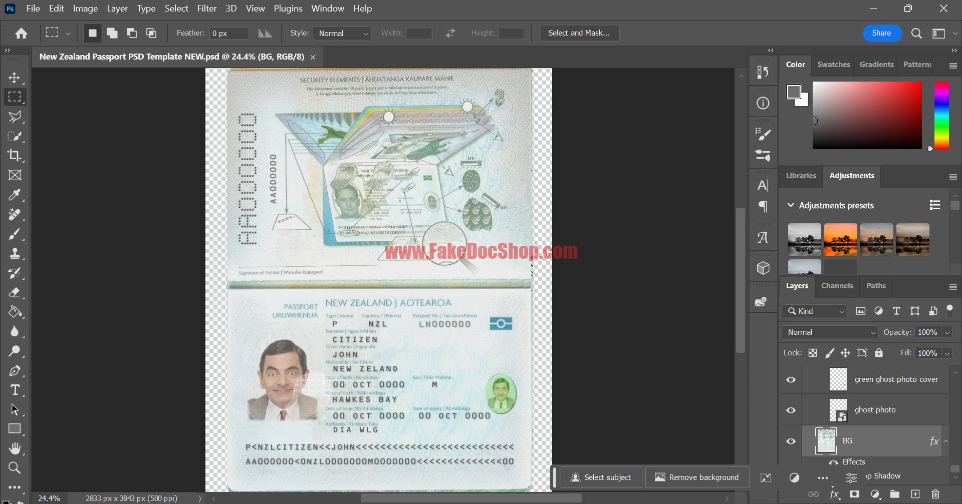 New Zealand Passport Fully Editable Template In PSD Format