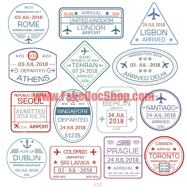 Rome Toronto travel stamps collection