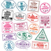Euro Visa stamp collection template Set48