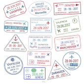 Liverpool Marseille Zaragoza Visa stamp collection PSD template