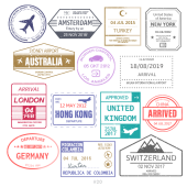 Switzerland Visa stamp collection PSD template