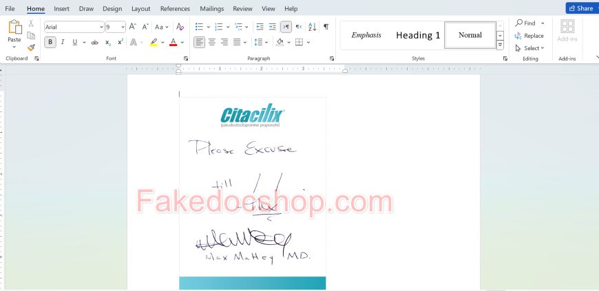 Fake Handwriting Doctor Note Template