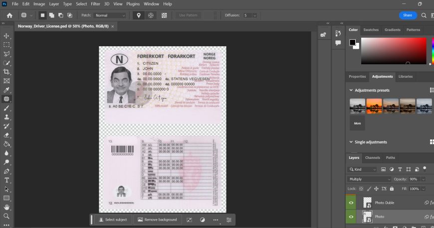 Norway Driver License PSD Template