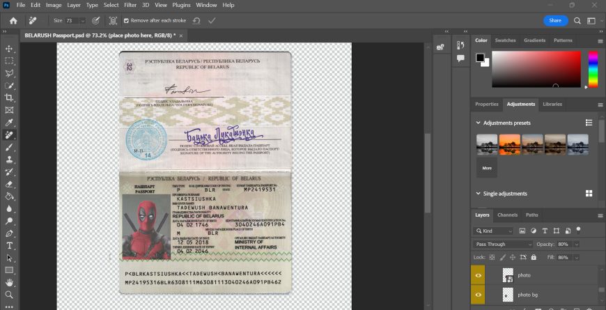 Belarush Passport Psd Template