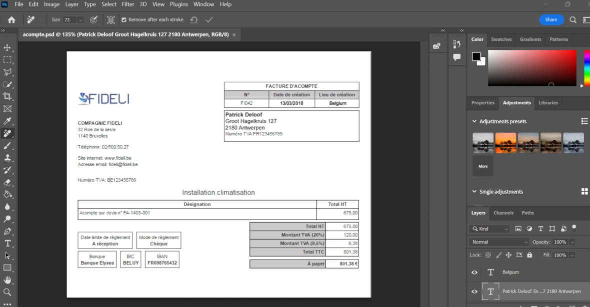 Belgium Fideli Utility Bill Psd Template1