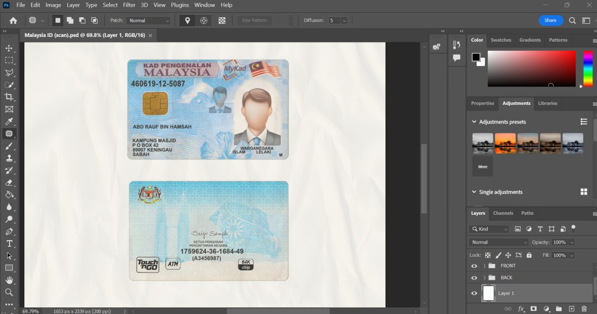 Malaysia ID Card PSD Template